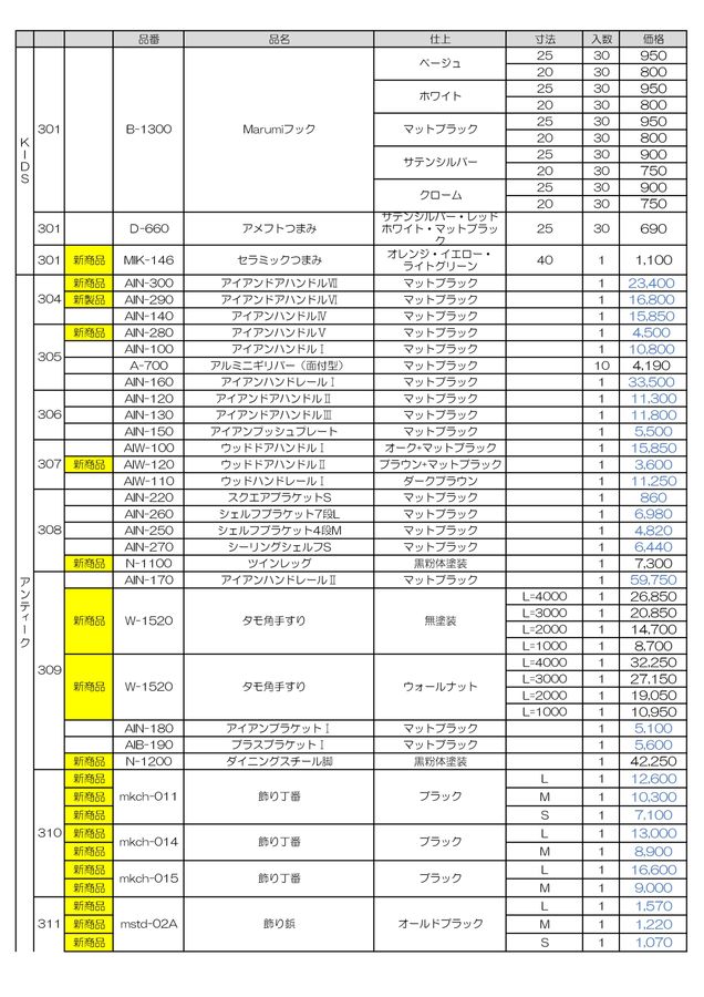 MARUKI総合カタログVOL.40定価表